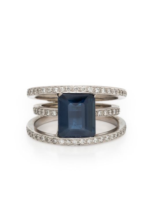 14k White Gold Sapphire and Diamond Ring