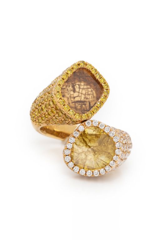 18k Yellow Gold Diamond Bypass Ring