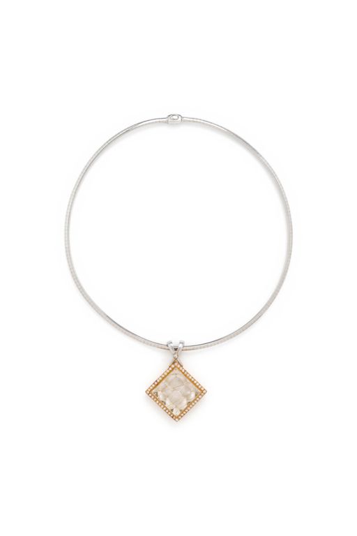 Two-Tone Gold Multi-Gem Pendant Necklace