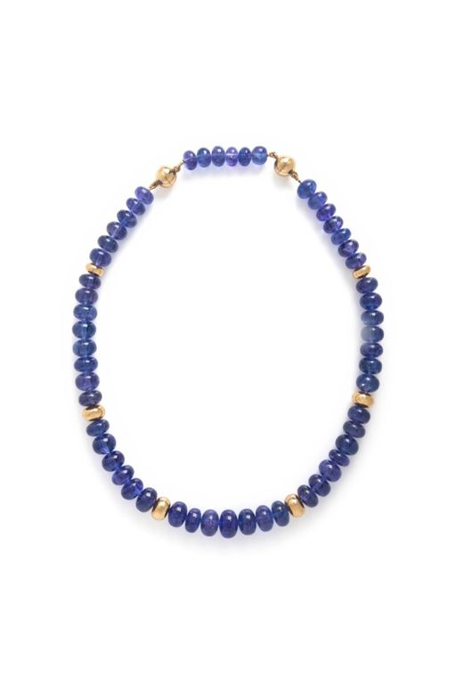 18k Yellow Gold Tanzanite Bead Necklace