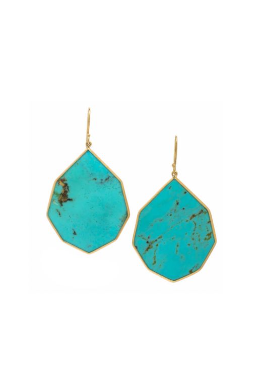 18k Yellow Gold Turquoise Earrings