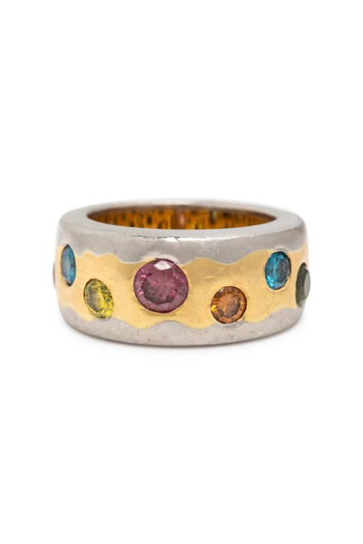 18k Yellow Gold and Platinum Topaz Ring