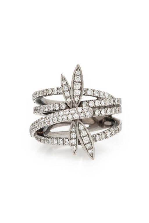 18k White Gold Diamond Dragonfly Ring