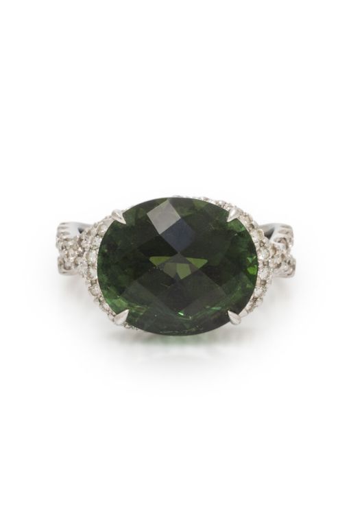 18k White Gold Tourmaline and Diamond Ring