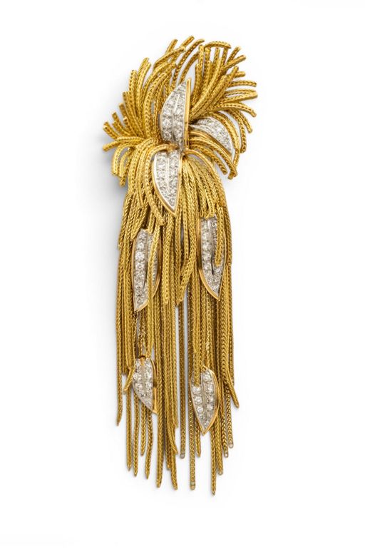 18k Gold Diamond Brooch