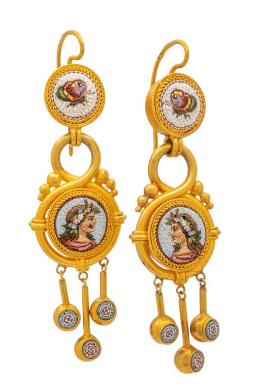 High Karat Gold Micromosaic Earrings