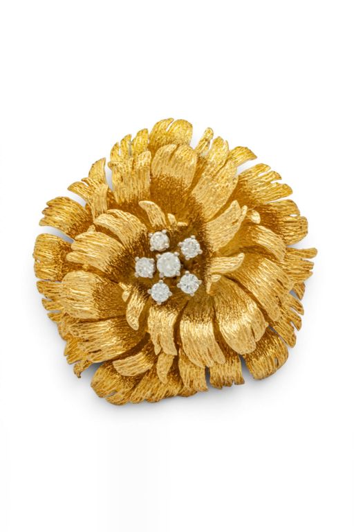 18k Yellow Gold Diamond Brooch