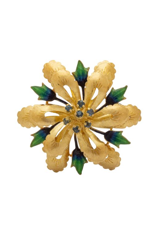 18k Gold Emerald Brooch