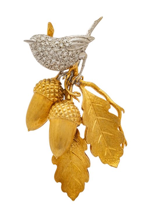 18k Gold Diamond Brooch