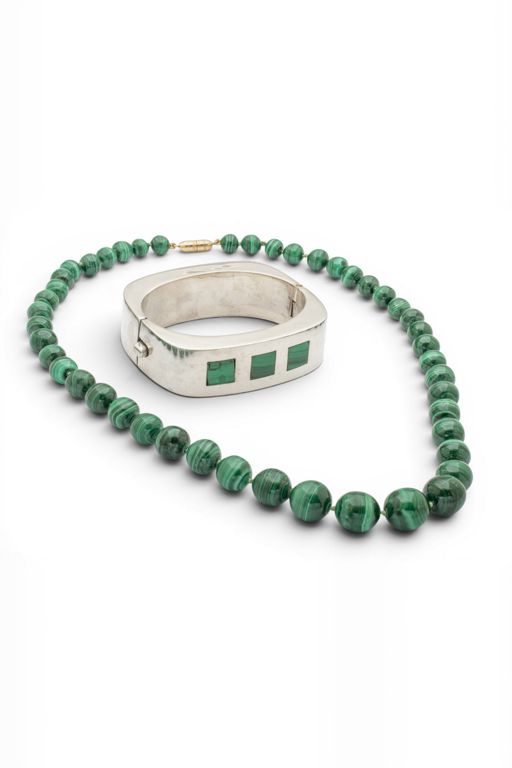 Sterling Silver Malachite Jewelry Set