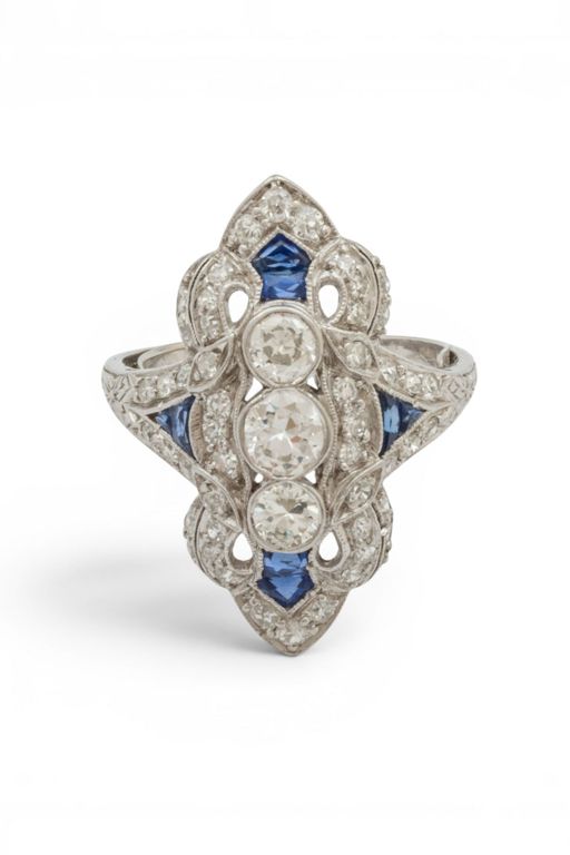 Platinum Sapphire and Diamond Ring