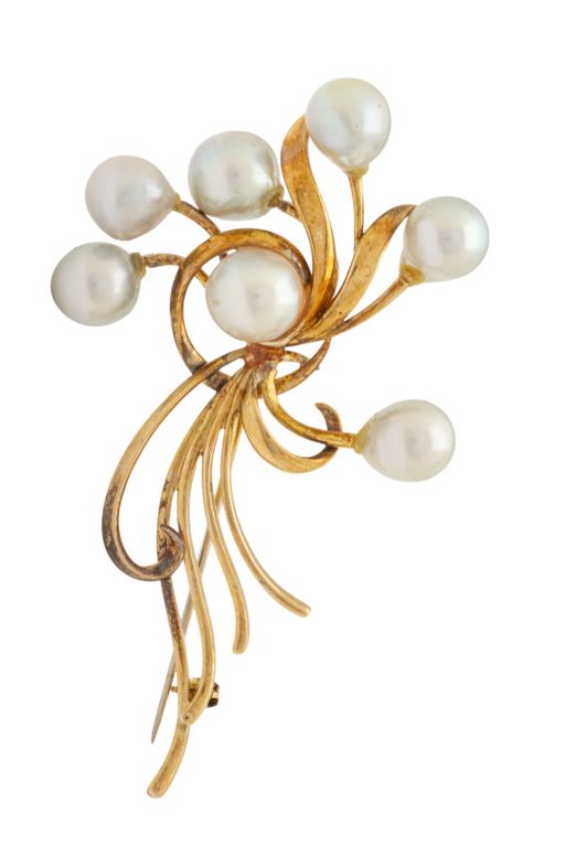 14k Gold Pearl Brooch