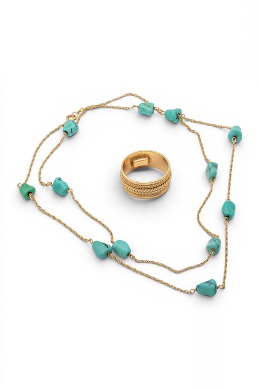 14k Gold Band and Turquoise Necklace
