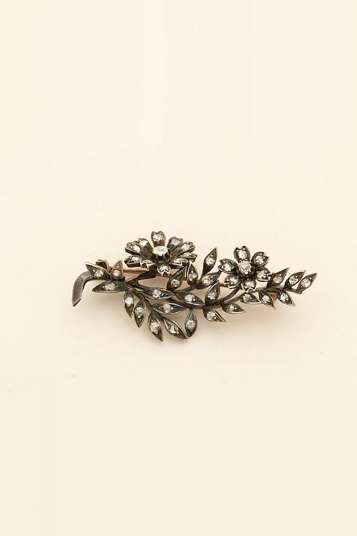 Gold-Plated Silver Diamond Brooch