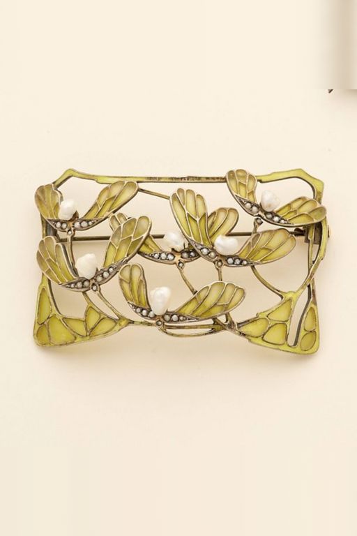 Gold-Plated Silver Pearl Brooch