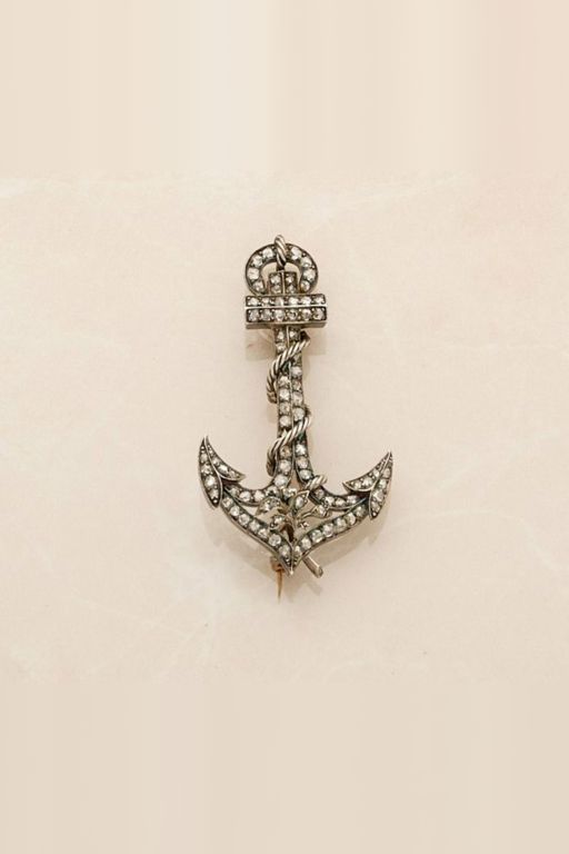 Gold-Plated Silver Diamond Brooch