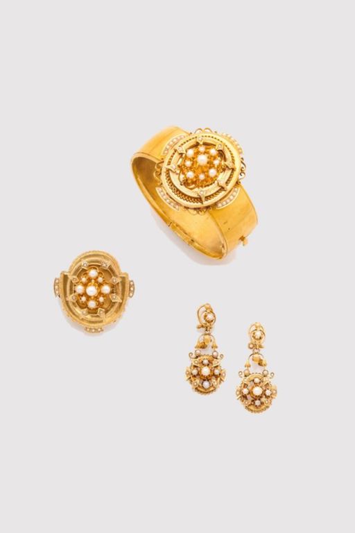 18k Gold Pearl Jewelry Set