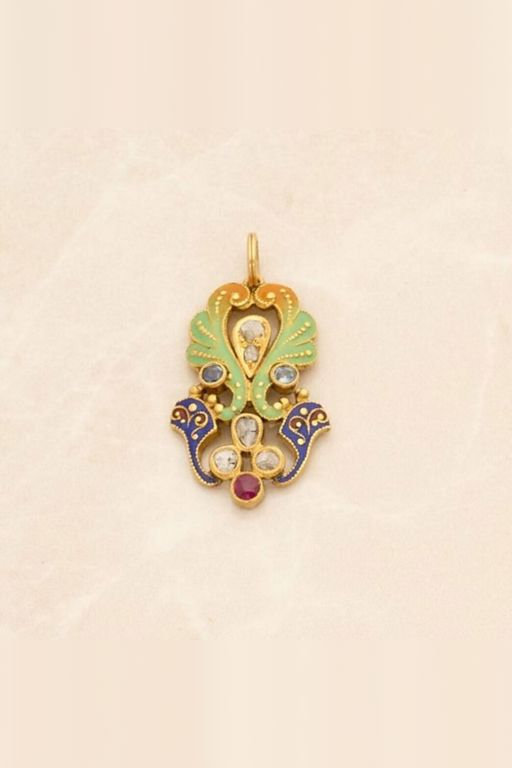 18k Gold Multi-Gem Pendant
