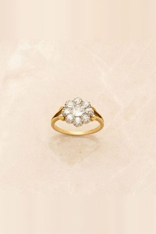 18k Gold and Platinum Diamond Ring