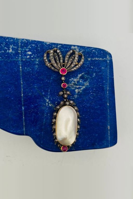 Gold-Plated Silver Multi-Gem Brooch