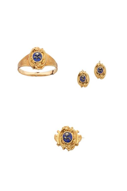 18k Gold and Silver Diamond Jewelry Set