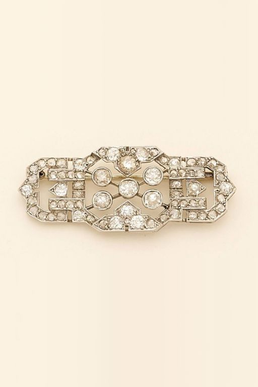Platinum and 18k Gold Diamond Brooch