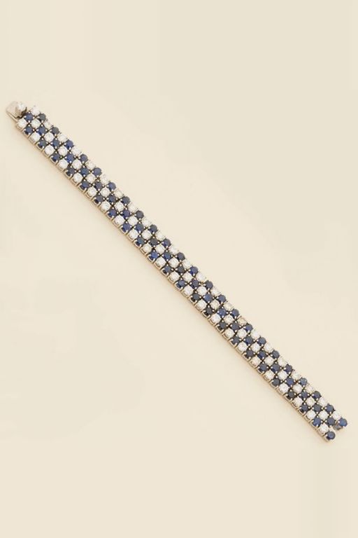 18k Gold Platinum Sapphire and Diamond Bracelet