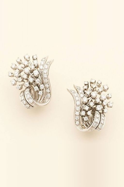 Pair of 18k Gold Diamond Earrings