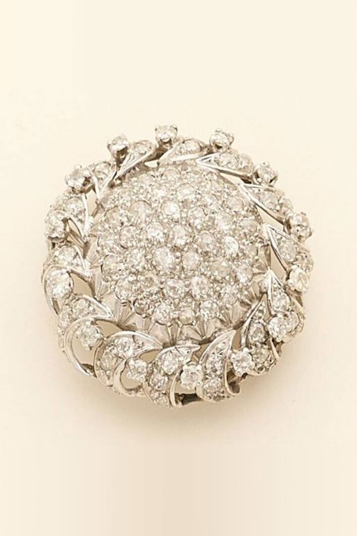 Platinum and 18k Gold Diamond Brooch