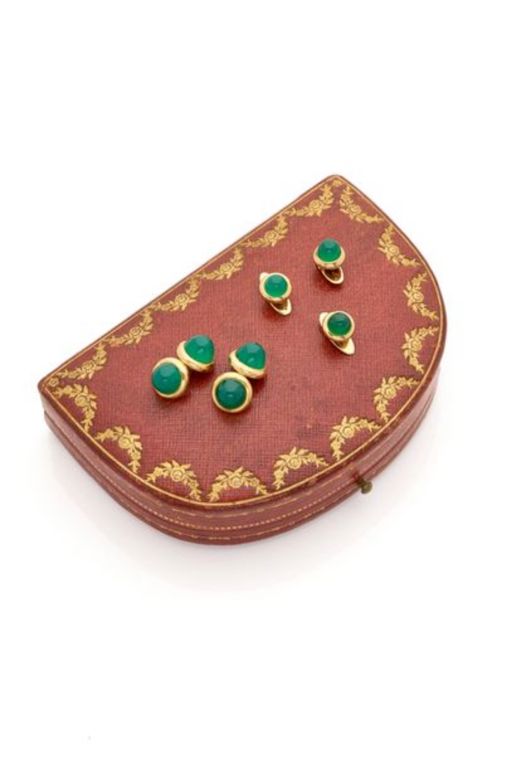 18k Gold Chrysoprase Jewelry Set
