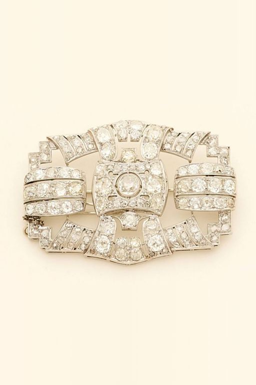 Platinum and 18k Gold Diamond Brooch