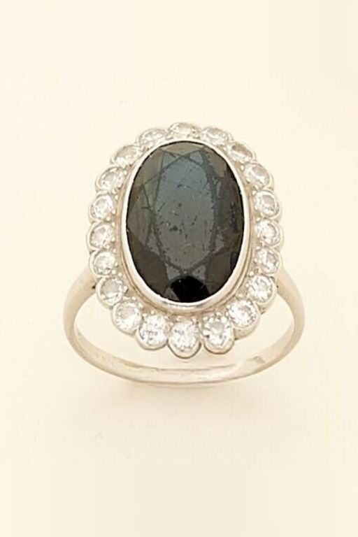 Platinum Sapphire and Diamond Ring