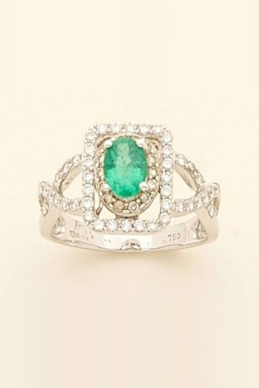 18k Gold Emerald and Diamond Ring