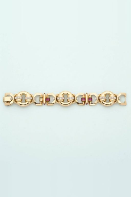 14k Gold Diamond and Ruby Bracelet