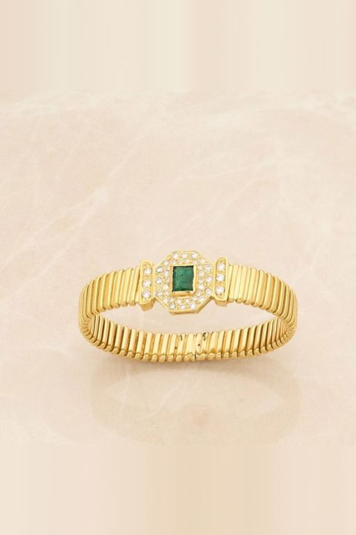 18k Gold Emerald and Diamond Bracelet