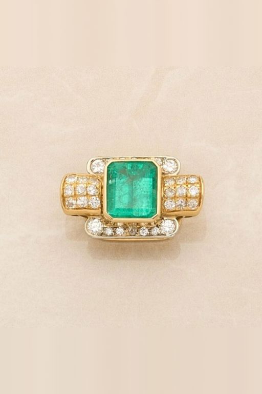 18k Gold Emerald and Diamond Pendant