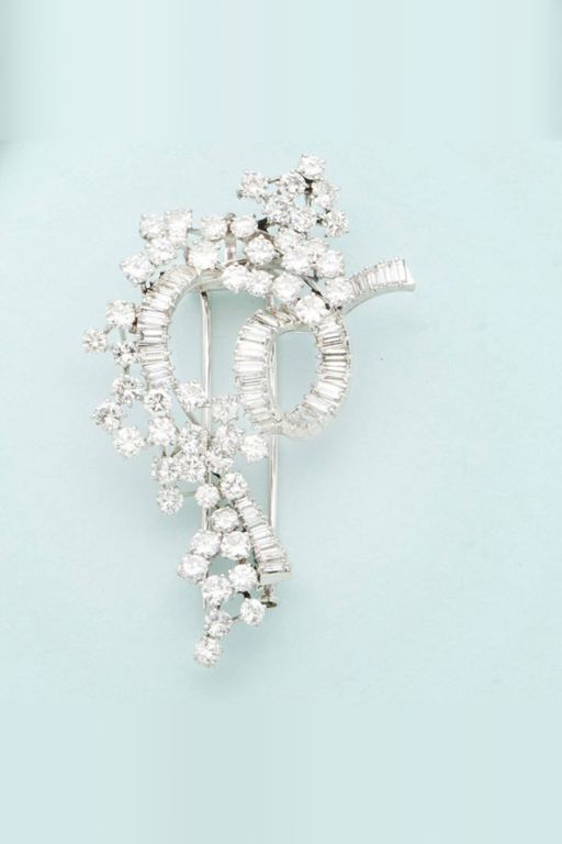 Platinum and 18k Gold Diamond Pendant Brooch