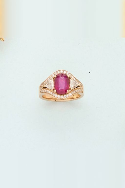 18k Gold Ruby and Diamond Ring