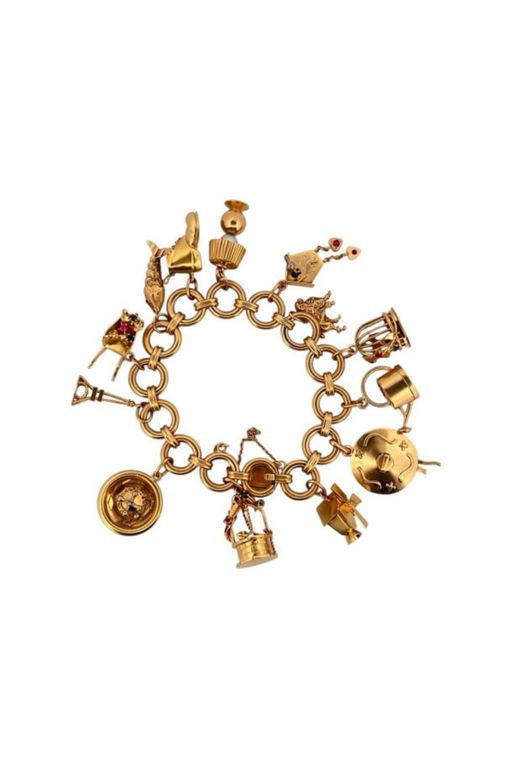 18k Gold Pearl Charm Bracelet