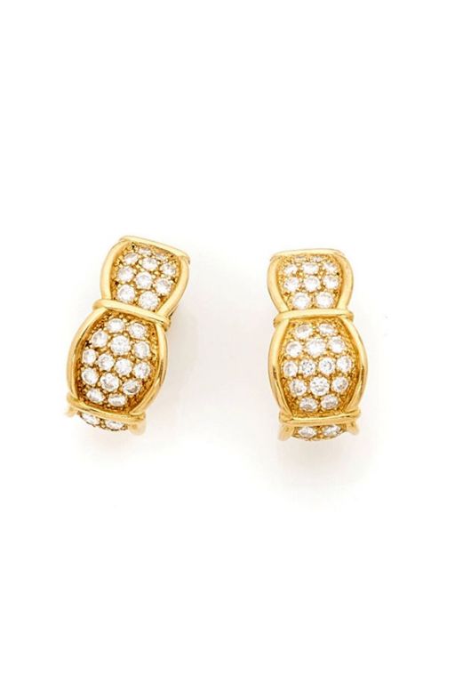 Pair of 18k Gold Diamond Earrings
