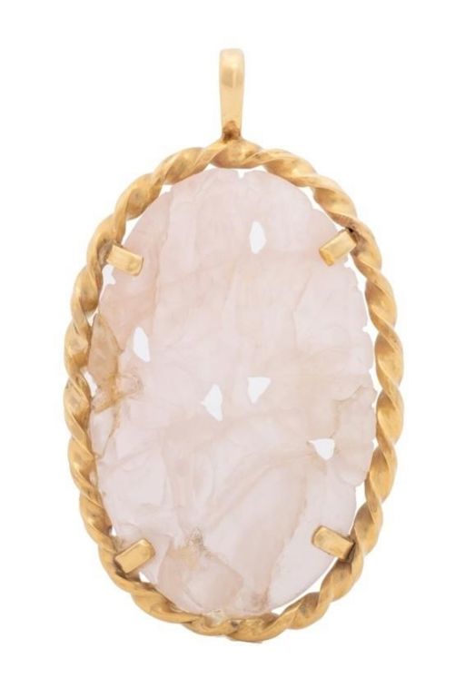 14k Gold Rose Quartz Pendant