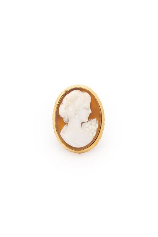 18k Gold Shell Brooch Pendant