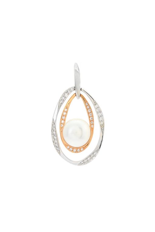 18k Gold Pearl and Diamond Pendant