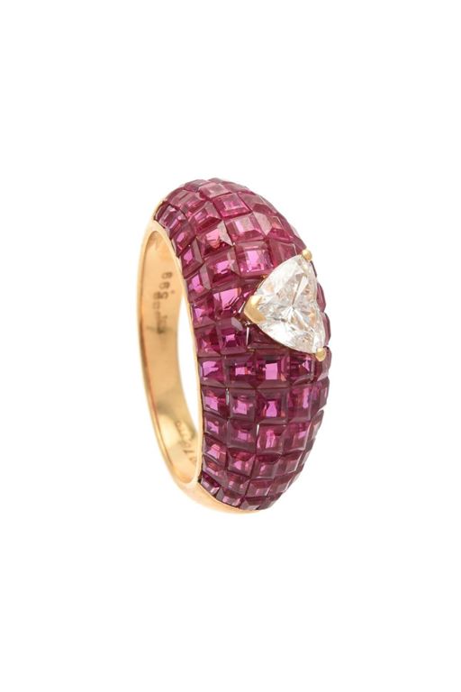 18k Gold Diamond and Ruby Ring