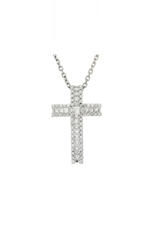 18k Gold Diamond Cross Pendant Necklace