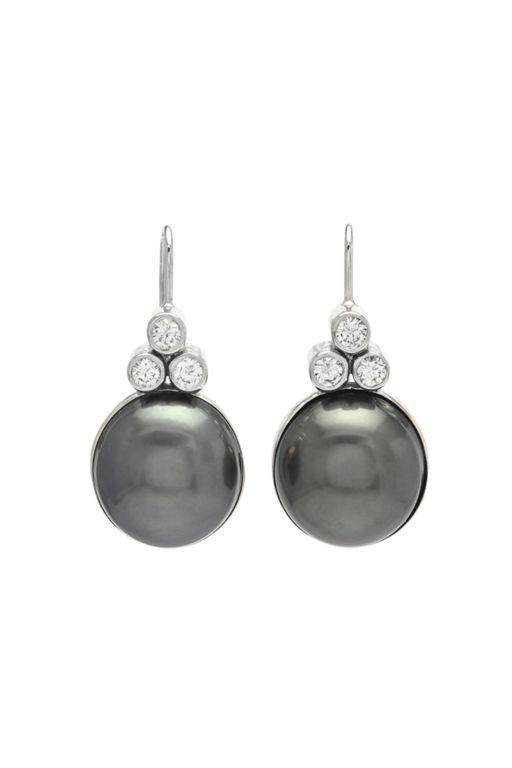Pair of 18k Gold Pearl and Diamond Earrings