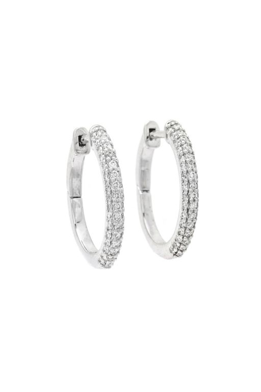 Pair of 18k Gold Diamond Hoop Earrings