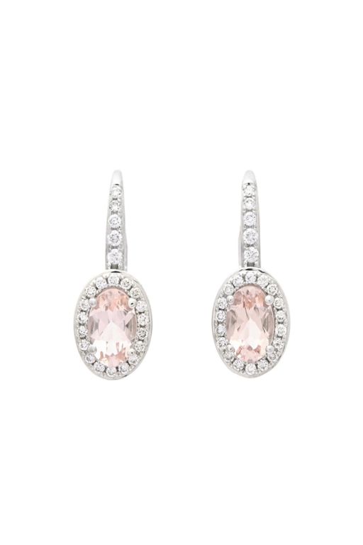 Pair of 18k Gold Morganite and Diamond Earrings
