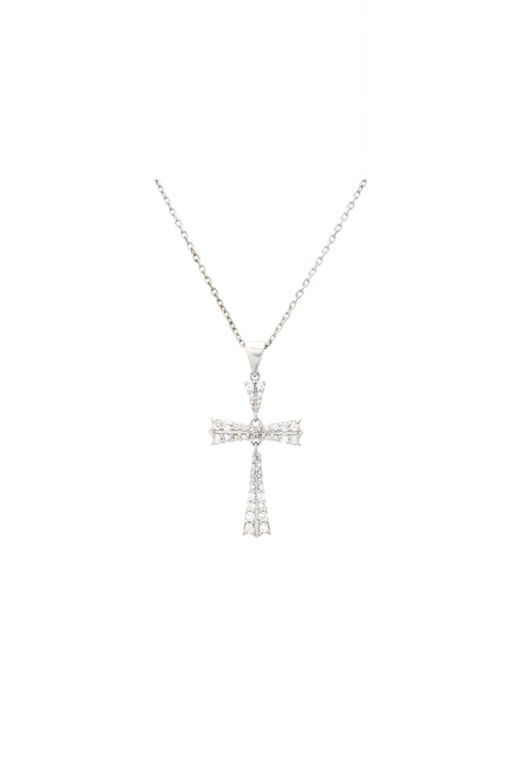 18k Gold Diamond Cross Pendant Necklace