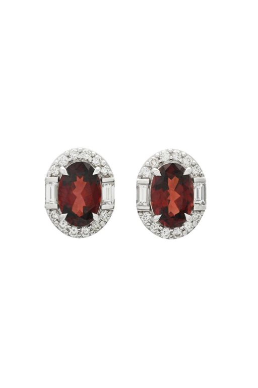 Pair of 18k Gold Diamond and Garnet Earrings